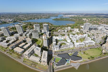 Aerial Image of RHODES LOOKING EAST TOWARDS SYDNEY CBD