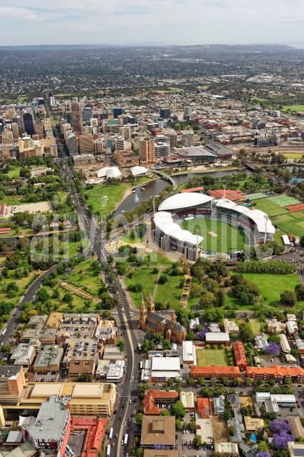 Aerial Image of North Adelaide Lookng South To Adelaide Oval And CBD