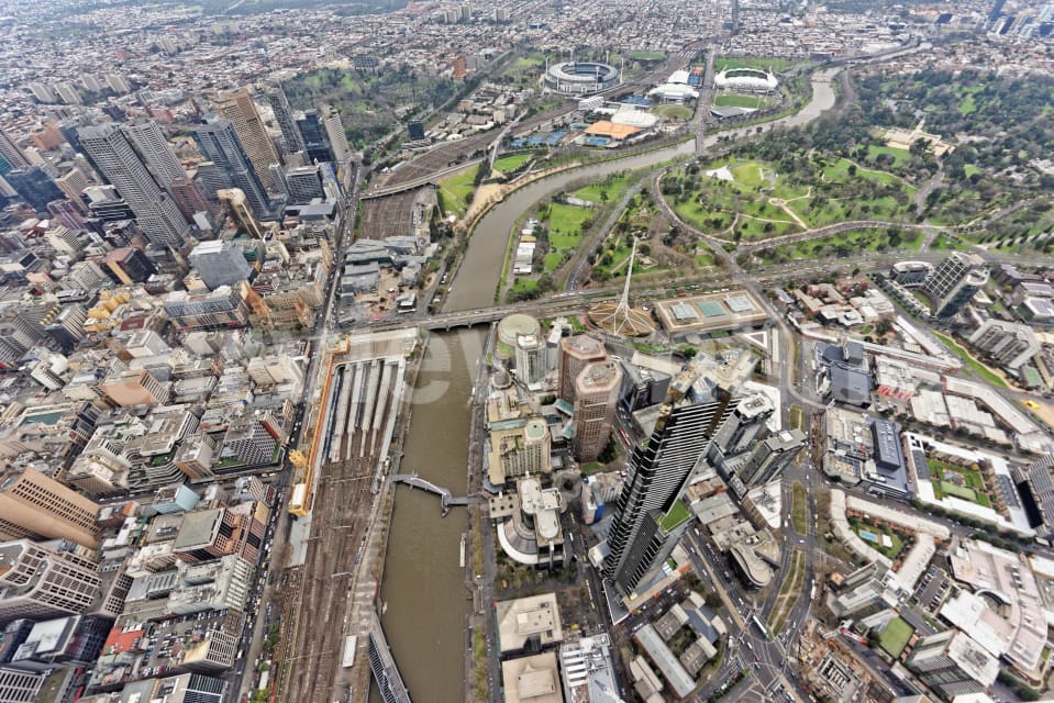 Aerial Image of Southbank And Melbourne CBD Looking East
