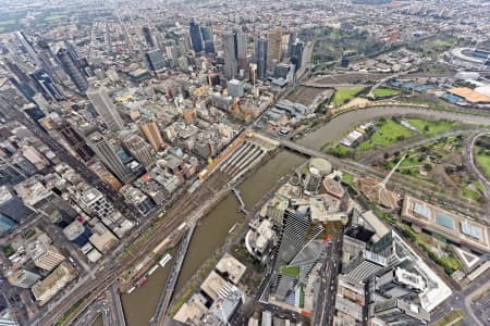 Aerial Image of SOUTHBANK AND MELBOURNE CBD LOOKING NORTH-EAST