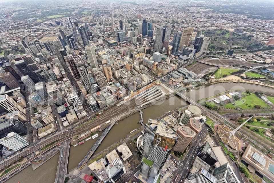 Aerial Image of Southbank And Melbourne CBD Looking North