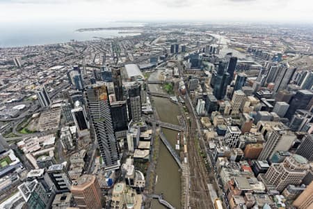 Aerial Image of SOUTHBANK AND MELBOURNE CBD LOOKING WEST