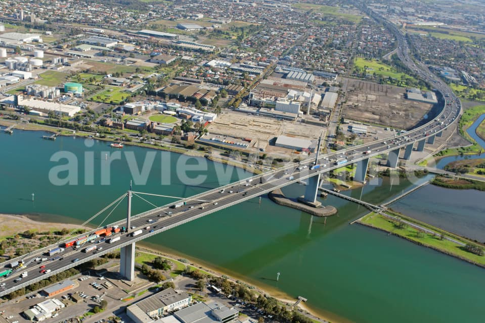 Aerial Image of West Gate Bridge Looking West