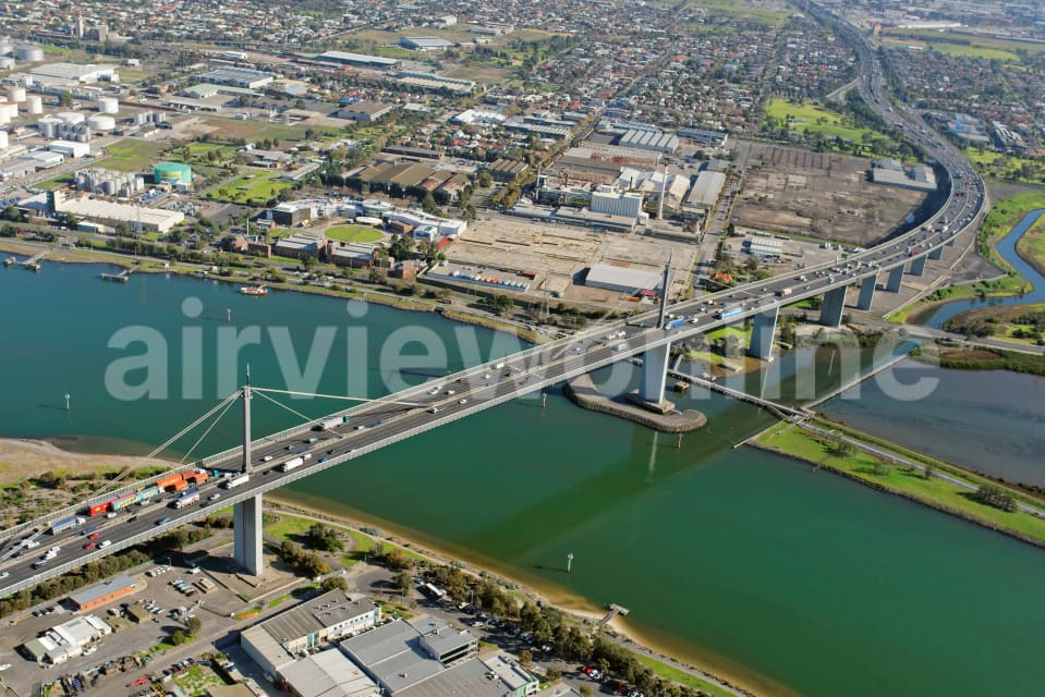 Aerial Image of West Gate Bridge Looking West