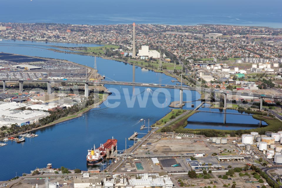 Aerial Image of West Gate Bridge Looking South