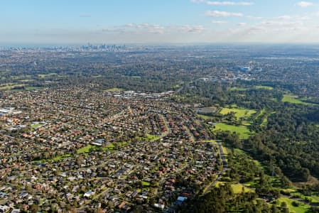 Aerial Image of BULLEEN LOOKING SOUTH-WEST TO MELBOURNE CBD