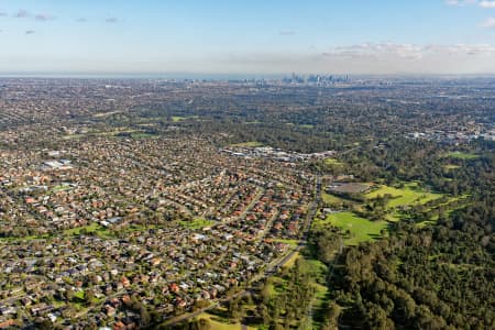 Aerial Image of BULLEEN LOOKING SOUTH-WEST TO MELBOURNE CBD