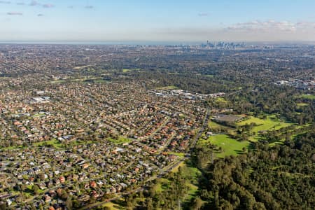 Aerial Image of BULLEEN LOOKING SOUTH-WEST TO MELBOURNE CBD