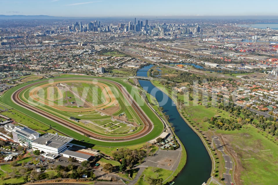 Aerial Image of Flemington Racecourse Looking South-East To Melbourne CBD