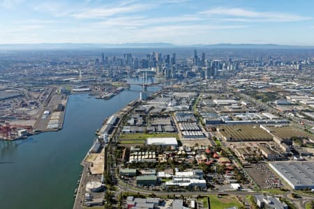 Aerial Image of PORT MELBOURNE LOOKING EAST TO MELBOURNE CBD
