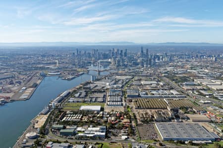Aerial Image of PORT MELBOURNE LOOKING EAST TO MELBOURNE CBD