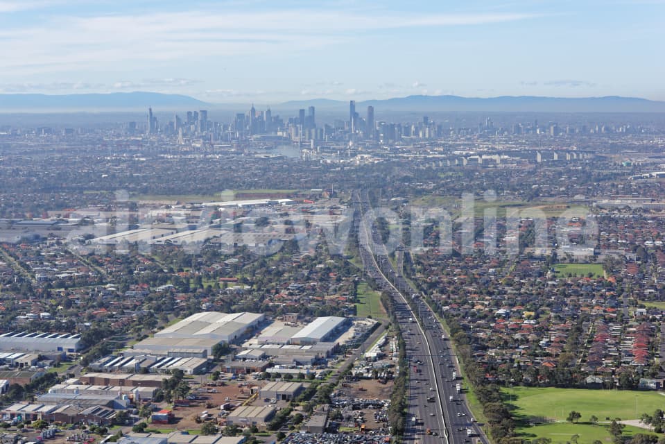 Aerial Image of West Gate Freeway Looking East To Melbourne CBD