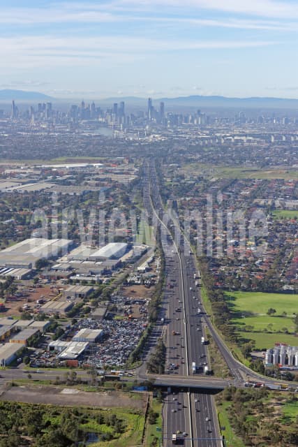 Aerial Image of West Gate Freeway Looking East To Melbourne CBD
