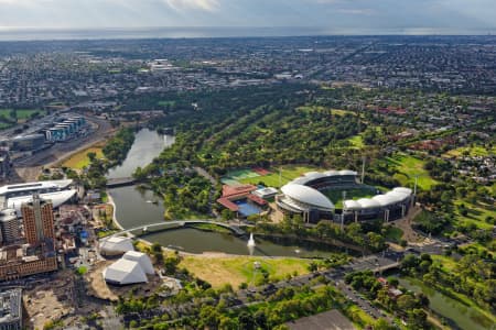 Aerial Image of RIVERBANK PRECINCT, LOOKING NORTH-WEST TOWARDS ADELAIDE OVAL