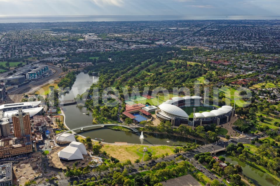 Aerial Image of Riverbank Precinct, Looking North-West Towards Adelaide Oval