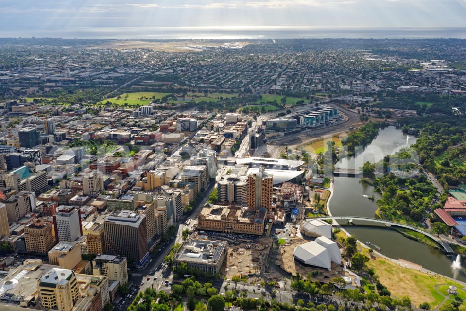 Aerial Image of North Terrace, Adelaide, Looking West Towards Airport