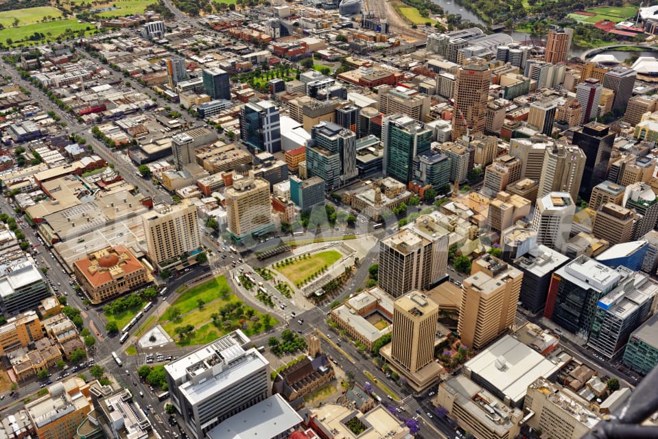 Aerial Image of Victoria Square In Adelaide CBD