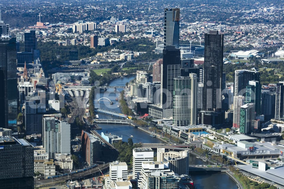 Aerial Image of Yarra River Melbourne CBD