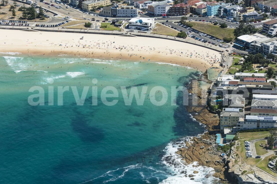 Aerial Image of Bondi Beach Surfing Series And Beach Bathers