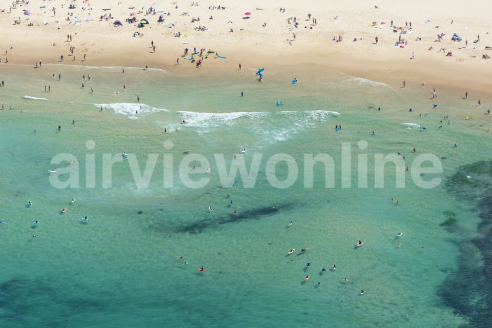 Aerial Image of Bondi Beach Surfing Series And Beach Bathers