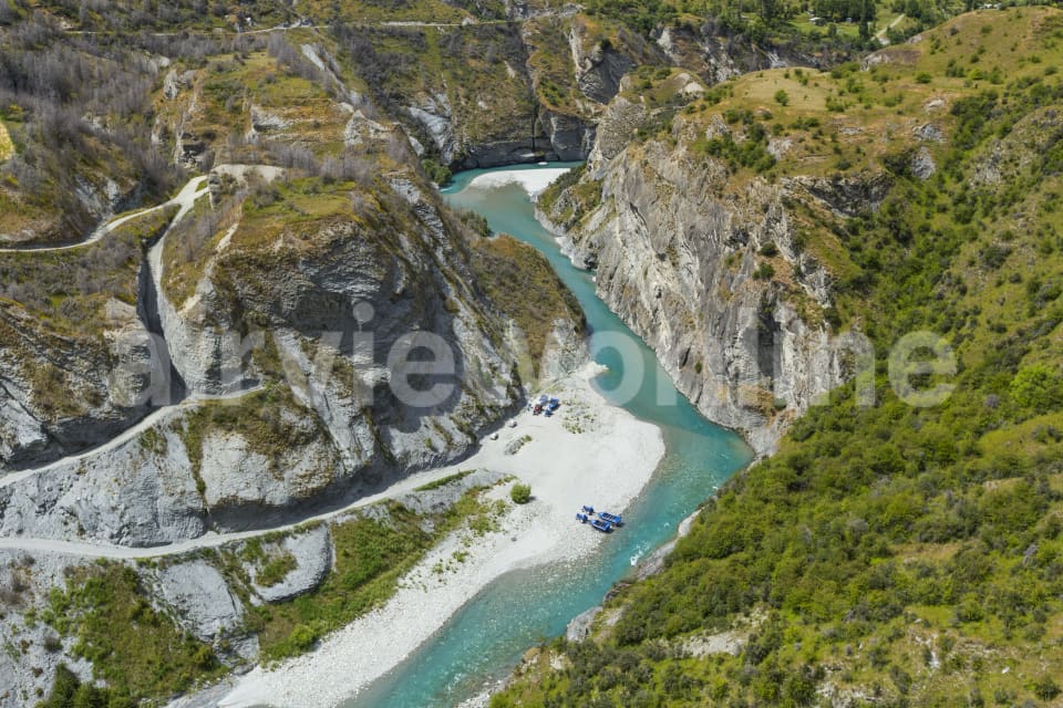 Aerial Image of Flying Low Shotover River, Skippers, Otago, New Zealand