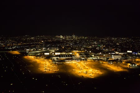Aerial Image of SYDNEY DOMESTIC & INTERNATIONAL AIRPORTS AT NIGHT