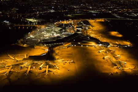 Aerial Image of SYDNEY DOMESTIC & INTERNATIONAL AIRPORTS AT NIGHT