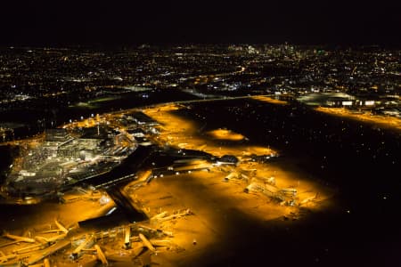 Aerial Image of SYDNEY DOMESTIC & INTERNATIONAL AIRPORTS AT NIGHT