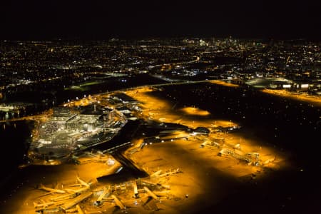 Aerial Image of SYDNEY DOMESTIC & INTERNATIONAL AIRPORTS AT NIGHT