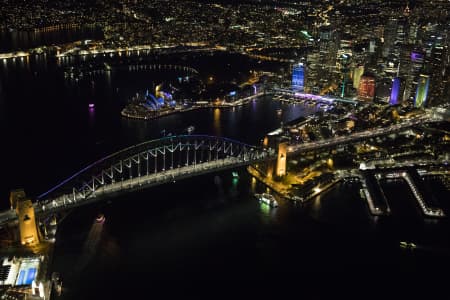 Aerial Image of HARBOUR BRIDGE VIVID NIGHT SHOOT