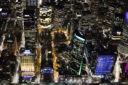 Aerial Image of CIRCULAR QUAY, THE ROCKS, SYDNEY HARBOUR, VIVID