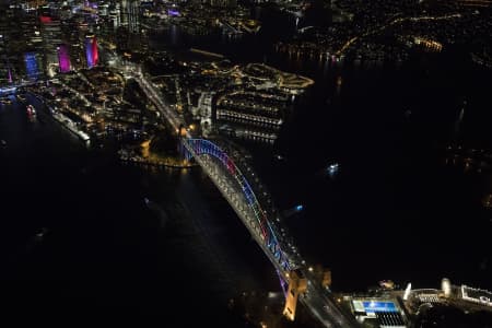 Aerial Image of HARBOUR BRIDGE VIVID NIGHT SHOOT