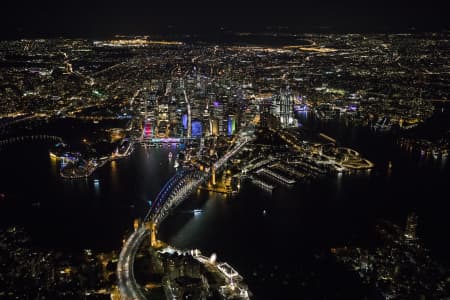 Aerial Image of ICONIC SYDNEY HARBOUR NIGHT SHOOT AT VIVID