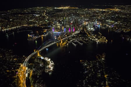 Aerial Image of ICONIC SYDNEY HARBOUR NIGHT SHOOT AT VIVID