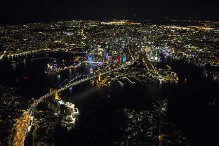 Aerial Image of ICONIC SYDNEY HARBOUR NIGHT SHOOT AT VIVID