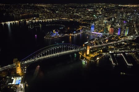 Aerial Image of HARBOUR BRIDGE VIVID NIGHT SHOOT