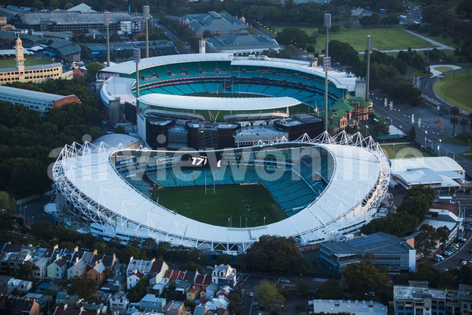 Aerial Image of Stadiums Moore Park Dusk