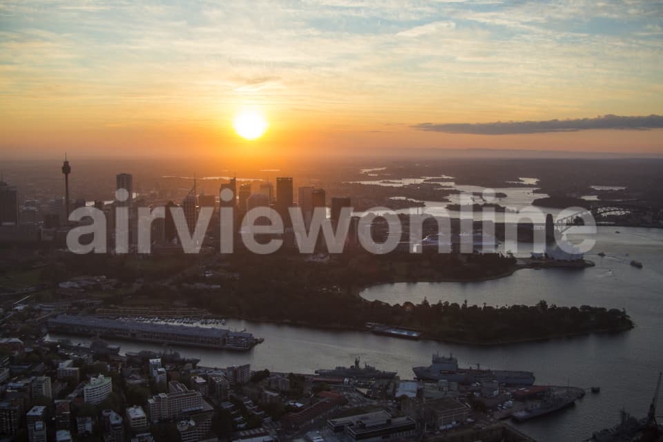 Aerial Image of Sydney Harbour At Dusk