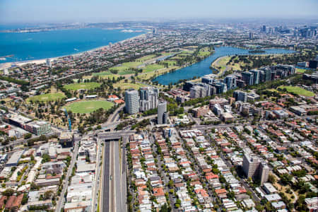 Aerial Image of ST KILDA WITH ALBERT PARK LAKE IN VIEW.