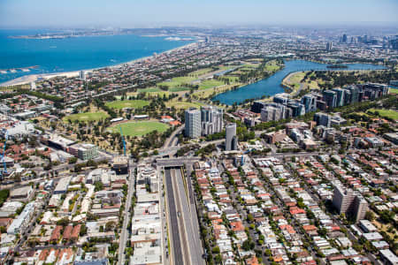 Aerial Image of ST KILDA WITH ALBERT PARK LAKE IN VIEW.