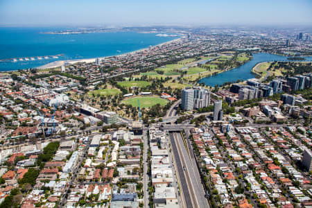 Aerial Image of ST KILDA WITH ALBERT PARK LAKE IN VIEW.