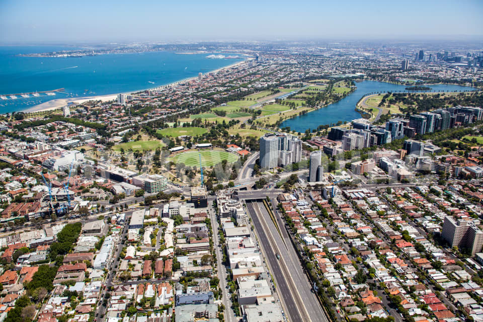 Aerial Image of St Kilda With Albert Park Lake In View