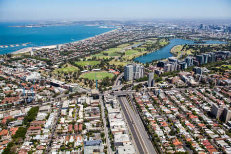 Aerial Image of ST KILDA WITH ALBERT PARK LAKE IN VIEW.