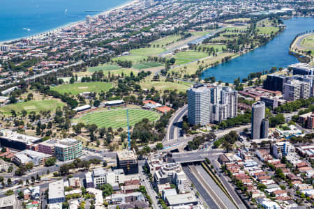 Aerial Image of ST KILDA WITH ALBERT PARK LAKE IN VIEW.