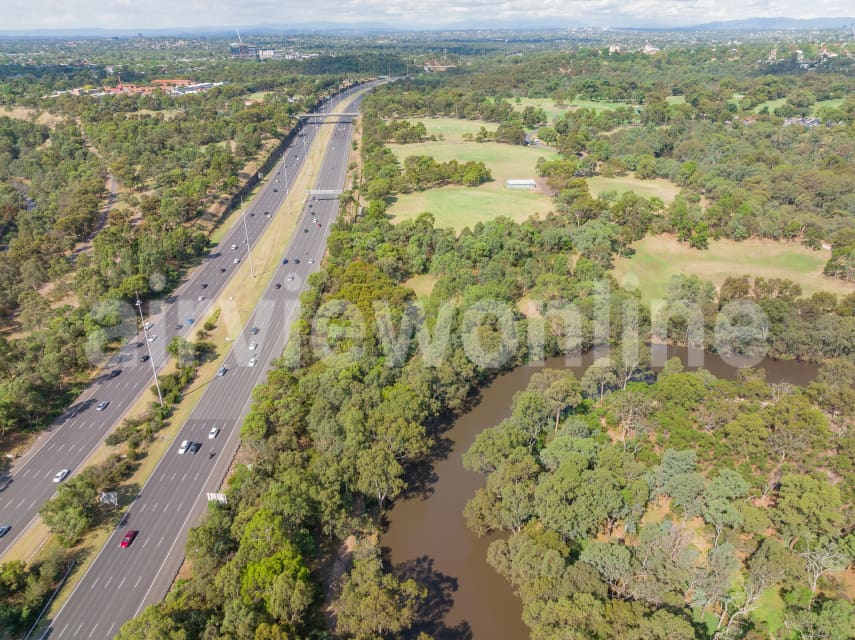 Aerial Image of Dights Falls Reserve and Eastern Freeway, Abbotsford