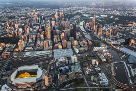 Aerial Image of DUSK AERIAL VIEW OF MELBOURNE