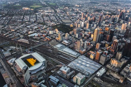 Aerial Image of DUSK AERIAL VIEW OF MELBOURNE