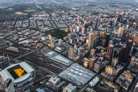 Aerial Image of DUSK AERIAL VIEW OF MELBOURNE