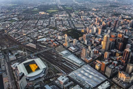 Aerial Image of DUSK AERIAL VIEW OF MELBOURNE