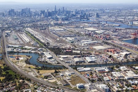 Aerial Image of WEST MELBOURNE LOOKING TOWARD MELBOURNE CBD